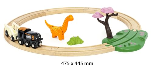 BRIO World – 36098 Dinosaurier Bahn Set | Spielzeugzug für Kinder ab 3 Jahren