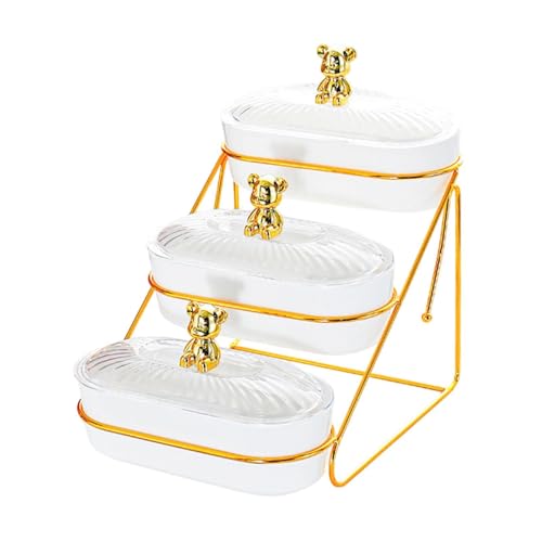 MERISHOPP Fruit Bowl Multifunctional Candy Tray Snack Organizer for Wedding Home Table White 3 Layer| Serving Tray | Wooden Tray | Breakfast Tray Deal