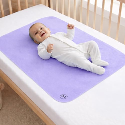 Image of Btag Baby Waterproof, Super Soft Fast Drying Mattress Protector | Extra Absorbent, Anti-Itching Sheet for New Born,Toddler (Size 50x70 cm, Pack of 1, Violet)