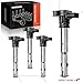 A-Premium 4PCS Ignition Coil Packs Compatible with Audi & Volkswagen Vehicles - 1.8L 2.0L 4.2L - A3 2006-2013, A4 2005-2016, A5 A6 Q3 TT Quattro allroad Beetle Golf Jetta Passat Tiguan Eos
