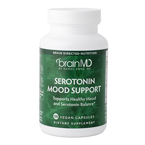 Dr. Amen brainMD Serotonin Mood Support - 120 Capsules - Promotes Tranquil Mind & Body, Supports Calm, Emotional Balance & Healthy Weight Management - 30 Servings