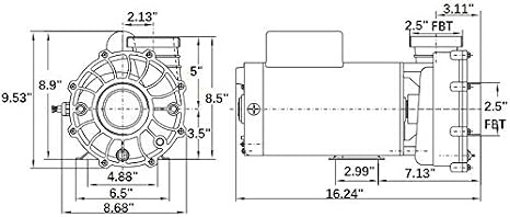 Hot Tub Spa pump, 4HP, two speed, 56Frame LX Motor (220-240V/60Hz); 2.5 Intake & 2.5 Discharge.(56WUA400a-II)