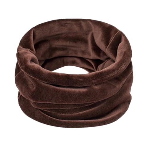 Damen Herren Winter Warm Fleece Halsring Solid Weicher Halswärmer Kreis Snood Schals Paar Halstuch (Braun Braun)