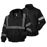 SKSAFETY 3-in-1 High Visibility Winter Bomber Jackets Zip Out Fleece Liner Reflective Safety Coats for men Waterproof ANSI/ISEA Class 3(Black XL)