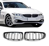 BDBO Front Grille Double Slats Front Grill for BMW 4 Series F32 F33 F36 (2014-2019) M3 F80 M4 F82 (2015-2019) - Front Kidney Grille (ABS Glossy Black)