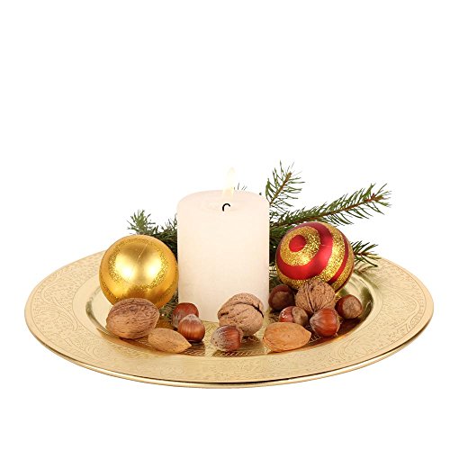 albena shop 73-136 Elim Bandeja de té Orient para Servir ø 30 cm Plato de la Vela/or