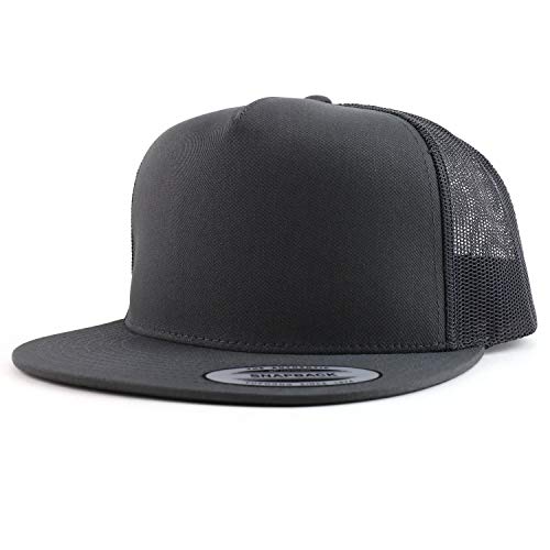 Trendy Apparel Shop Oversize XXL Structured Blank 5 Panel Flatbill Snapback Mesh Cap
