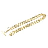 dPois Retro Vintage Taschenuhrkette Uhrkette mit T-BAR Haken Damen Frauen Flach Einzelne Kette Chain für Weste Anzug Gold One Size