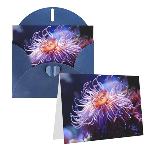 Cartes d'encouragement motif anémone de mer sur papier premium avec enveloppe