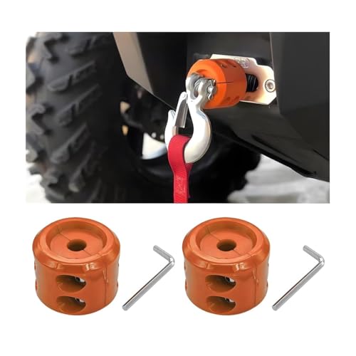 Bittwee 2PCS Car Rubber Winch Stopper for ATV UTV Truck, Cable Saver Hook Stopper Line for Synthetic Rope, Bump Shock Saver Dampener with Stainless Steel Screw Nut, Quick Installation Tool (Orange)