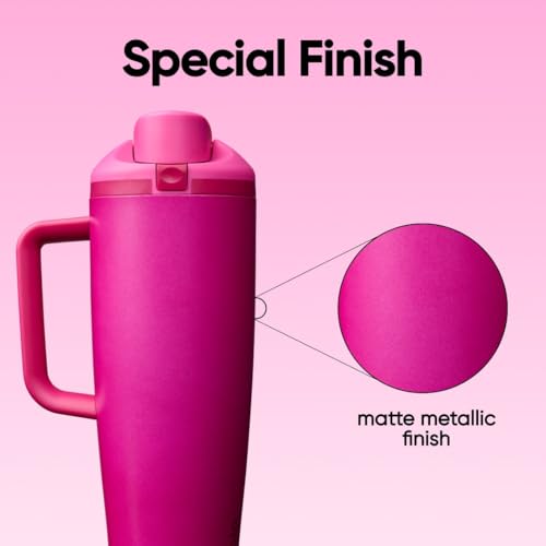 Image of Owala FreeSip Tumbler Insulated Stainless Steel Water Bottle with Built-in Straw and Side Handle, For Travel, Work, School, and Sports, 40oz, BPA Free, Leak Proof, Read My Lips
