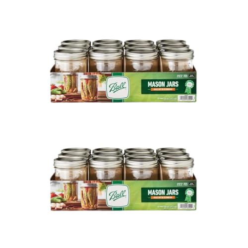 Ball Glass Mason Jars Regular Mouth 16oz (Pack of 24) with Lids and Bands Used for Canning Pickling Juice Jam Jelly