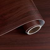 VaryPaper Carta Adesiva Effetto Legno Marrone Rossiccio 40cmx200cm Pellicola Adesiva per Mobili Legno Adesivi per Top Cucina Piano da Lavoro Parete Soggiorno Armadio Bagno Impermeabile Porte Interne