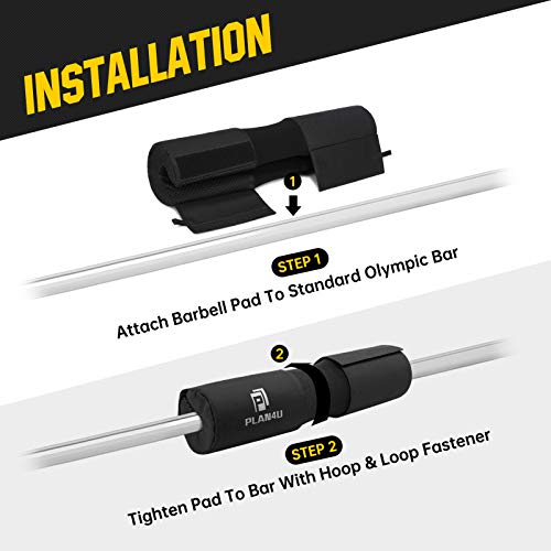 Plan4U Barbell Pad Set For Squat Hip Thrusts Upgraded Workout Foam Weight Lifting Bar Cushion Shoulder Neck Support With Anti-Slip Grain, Fits Standard Olympic Bars And Smith Machine, 2 Gym Ankle Straps, Hip Resistance Band, Carry Bag, Black #TOP5