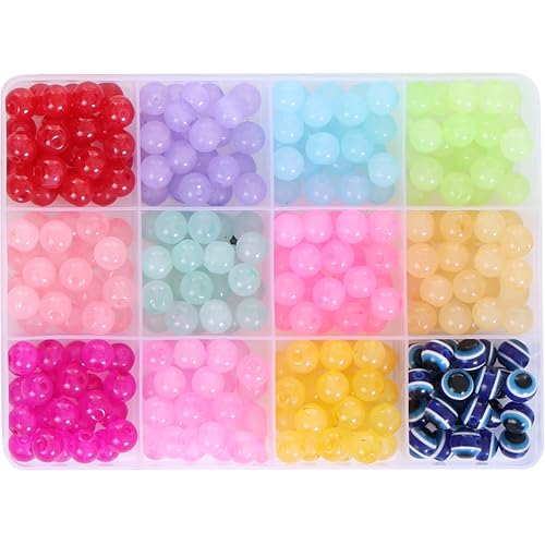 Image of Ambitieux DIY Bracelet Making Kit for Girls - 12 Types Colorful Beads with Charms, Elastic Thread, Earrings, Clasps & Rings - Jewellery Craft Kit for Kids, Birthday Return Gift, Rakhi Special Set for 2 3 4 5 6 7 8 9 10 years (Glass Jelly)