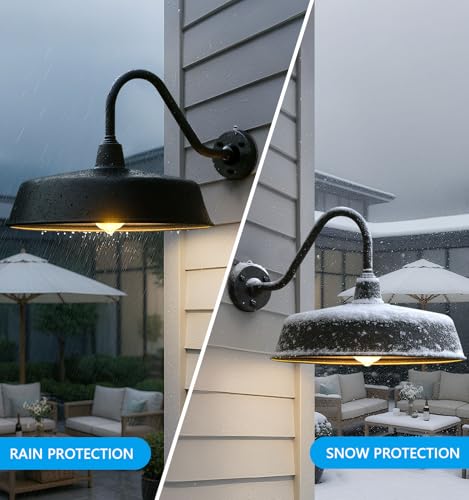 Image of JOESA 24-inch Extra Large gooseneck barn Light, from Dusk to Dawn, Weather-Resistant and Durable, Suitable for a Variety of Scenes. Farmhouse Outdoor Barn Lights, 2-Pack