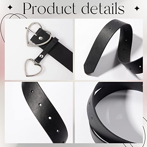 Heart Shape Belts Wide Black Leather Waist Belt Women Jeans Pants Dresses with Alloy Buckle3
