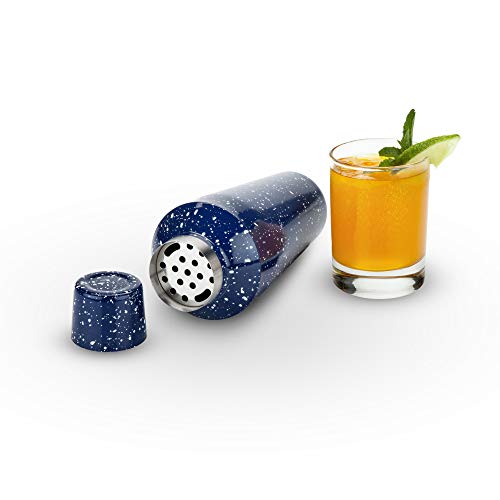 Foster & Rye Camping-Style Speckled Enamel Cobbler Cocktail Shaker & Double Jigger Set #TOP1