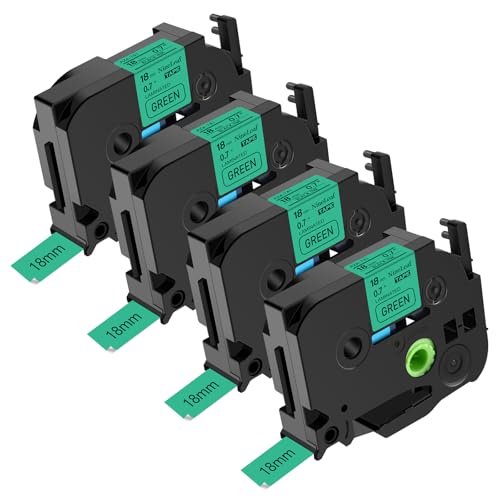 NineLeaf 4PK Compatible for Brother TZe-741 TZe741 TZ-741 TZ741 Label Tape 18mm 3/4'' x 26.2' Black on Green Standard Laminated Labeling Work with P-Touch PT-1880 PT-D400 PT-P700 PT-D600 Label Maker