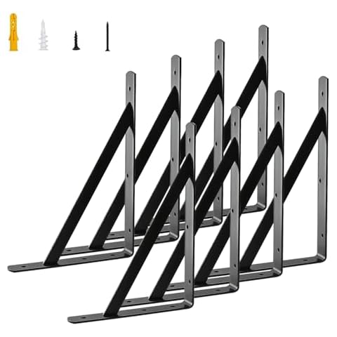 Reedy Heavy Duty Shelf Brackets 8 Inch 12 Inch L Shaped 90 Degree Angle Brackets for Floating Shelve Wall Mounted Garage Storage Kitchen Industrial Metal Bracket, 8 Pack Cover