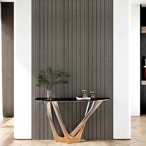 Wallderful Dark Brown Wood Wall Panels Acoustic Wood Panels for Wall Soundproof Peel and Stick Wooden Slats Wallpaper 3D Shiplap Vintage Foam Vinyl Roll for Bedroom TV Background Living Room Ceilings