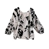 Women's Black Tie Dye Poet Blouse, Tunic, Peasant Top, Boho Popover, Bohemian Shirt (XXL)