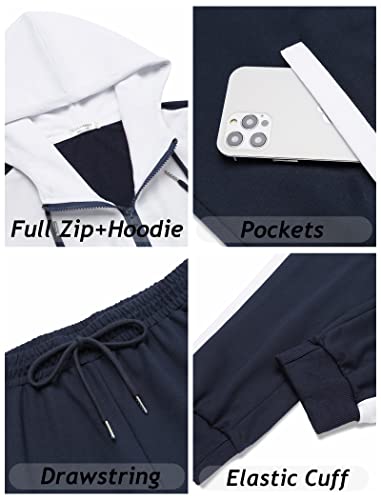 Coofandy Men's Athletic Running Tracksuit Set Casual Full Zip Jogging Sweat Suit 2 Pieces Sets For Men (Navyblue M) #TOP3