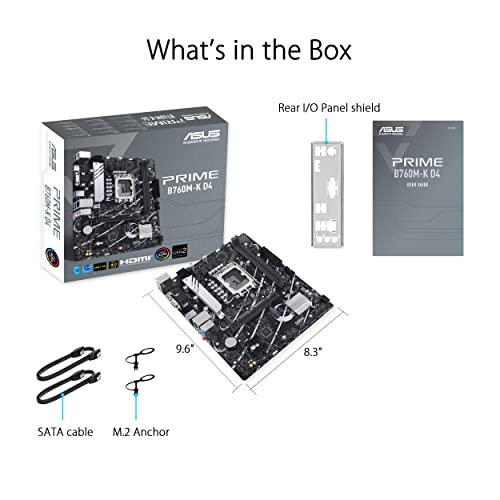 ASUS Prime B760M-K D4 Intel® B760 (LGA 1700)(13th and 12th Gen) mATX Motherboard, PCIe 4.0, Two PCIe 4.0 M.2 Slots, DDR4, Realtek 2.5Gb Ethernet, HDMI®, SATA 6 Gbps, Front USB 3.2 Gen 1, Aura Sync by ASUS - Image 7