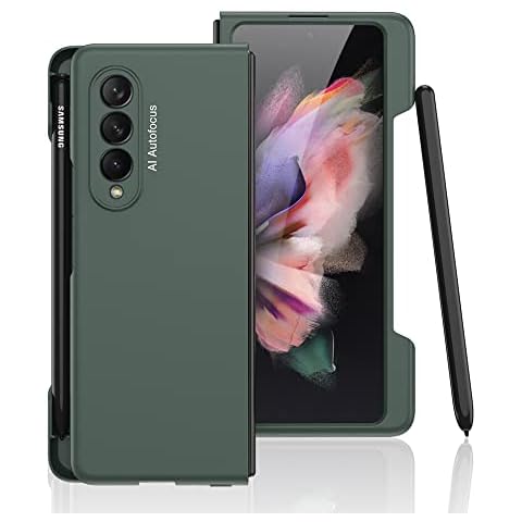 BURIO For Samsung Galaxy Z Fold 3 Pen Holder,Z Fold 3 Case With Side S Pen Slot,Ultra Thin PC with Kickstand (Green) Cover