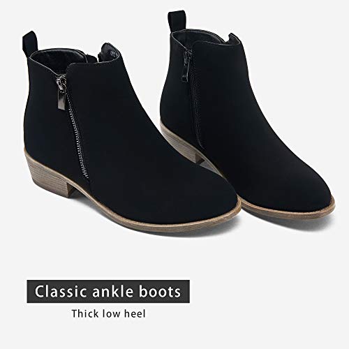 Jeossy Women's Elegant Ankle Boots Thick Low Heel Black Nubuck Zipper Round Toe Fashion Booties For Women Size 11(Djy905 Black Nubuck 11) #TOP5
