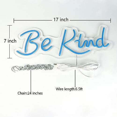 Image of Be Kind Neon Signs for Wall Decor Neon Lights for Bedroom Led Signs Suitable for Living Room Man Cave Beer Bar Gameroom Hotel Birthday Party Restaurant Wedding Christmas 17.5 * 7 Inch(Blue)