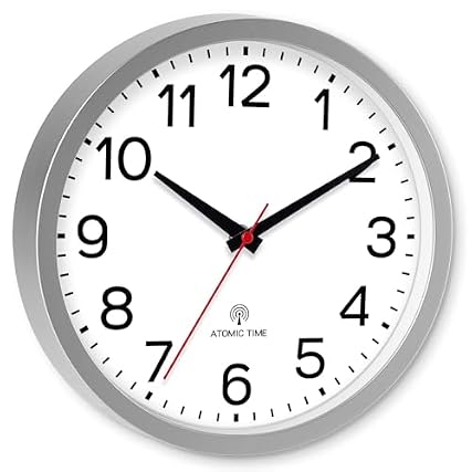 AKCISOT Atomic 10 Inch Wall Clock Analog Clocks for Indoor Kitchen, Battery Operated Clock for photo AKCISOT Atomic 10 Inch Wall Clock Analog Clocks for Indoor Kitchen, Battery Operated Clock for
