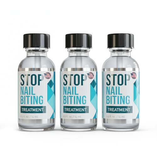 Stop Nail Biting Treatment - Clear, Bitter-Tasting Nail Polish To Stop Nail-Biting - Easy To Apply and Safe For Children - Nail Strengthener Solution - Nail Care for Healthy Nail Growth (3x0.5 fl oz)