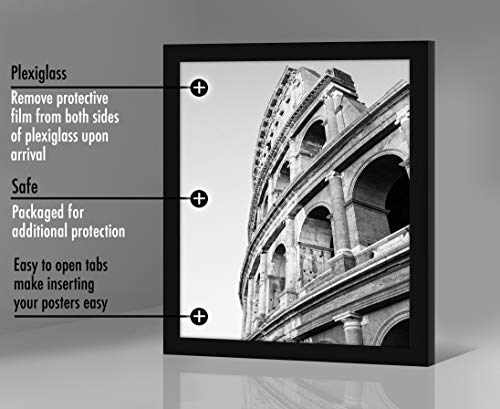 Americanflat 20x24 Picture Frame with Polished Plexiglass - Black Picture Frame - Wide Photo Frames Made of Engineered Wood for Vertical or Horizontal Wall Display - Epic Collection - Black