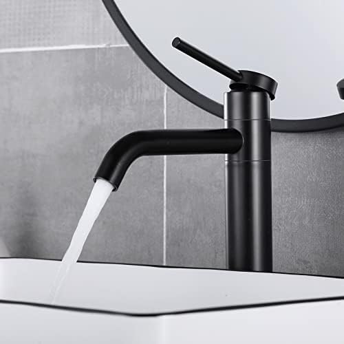 SHANFO Black Bathroom Taps,360° Swivel High Rise Basin tap,Single Lever Countertop Basin Tall Taps,Mono Mixer tap,5M3OK-T