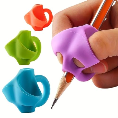 SIMAO TOYS Aide écriture (Guide doigt) Grippies Aide Écriture, Crayon D'aide Poignées,Ergonomiques Pour Droitiers Gauchers, Enfant Adulte Besoin (Manchons Anneaux(3 pcs))