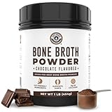 16oz Chocolate Bone Broth Protein Powder From Grass Fed Beef - Non-GMO Ingredients, Gut-Friendly, Low Carb Dairy Free Protein Powder - Natural Collagen Source For Joint Support - Keto Friendly