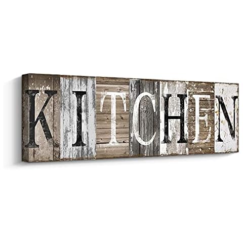 Pinetree Art Rustic Farmhouse Kitchen Wall Decor Canvas Prints Kitchen Signs Wall Decor (With Solid Wood Inner Frame) Cover