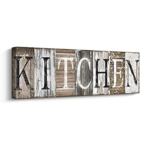 Pinetree Art Rustic Farmhouse Kitchen Wall Decor Canvas Prints Kitchen Signs Wall Decor (With Solid Wood Inner Frame)