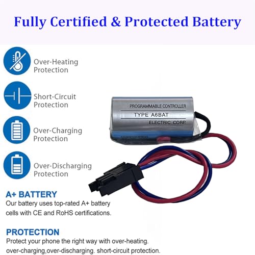 MUKUZI AKKU kompatibel mit Mitsubishi A6BAT ER17330V PLC 3.6V 1700mAh