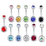 Wycian Piercing Nombril Bijouterie, Piercing Nombril Grossesse Avis 11pcs Oxyde de Zirconium Argent Acier Chirurgical Girare pour Femme Fille Joaillerie