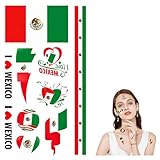 110 Pcs World Flag Temporary Tattoos Stickers, Waterproof Mixed Styles Flags Face Tattoos for Football Soccer Games and Partiesn(Mexico)