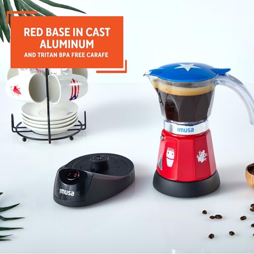 Image of IMUSA Puerto Rico Boricua Flag Espresso Maker 6 Cup or 3 Cup | Limited Edition Moka Pot Coffee Maker | Cast Aluminum & Tritan Stovetop Espresso Machine | Traditional Puerto Rican Boricua Coffee Pot