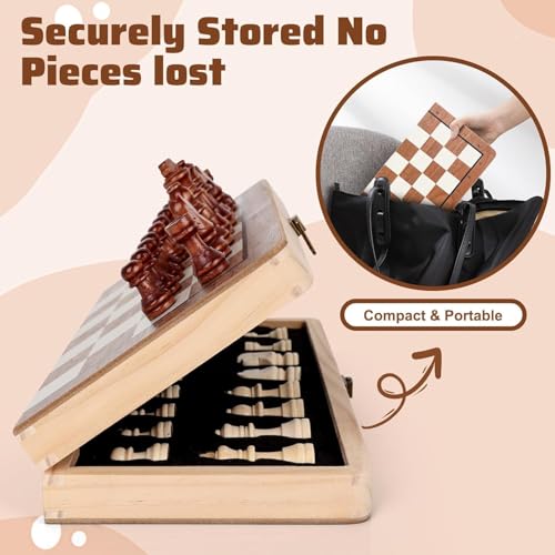 Image of PRIMESAGE Chess Board Set Chess Board Wooden Chess Board Set Magnetic Chess Board Wooden Chess Board Magnetic Chess Board Memory Chess Game for Kids Board Games Memory Chess | 9.5x9.5 inches