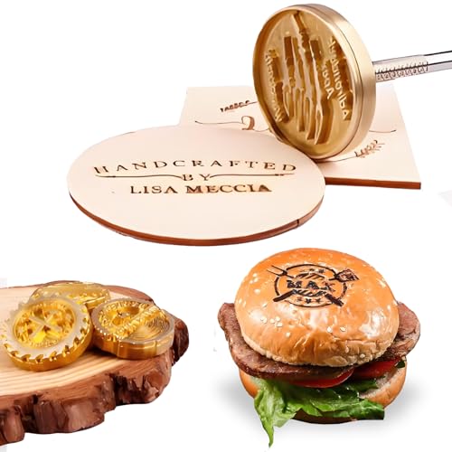 Personalisiertes Brandeisen für Burger, individuelles Logo für Holz, Leder, Grill, Kokosnuss, Steak (6.35cm)