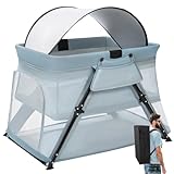 Lilian&Gema 2-in-1 Travel Crib, Portable & Foldable Crib with Backpack, Lightweight Baby Travel Playpen with Thick Mattress for Babies & Toddlers, Baby Travel Essential