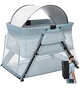 Lilian&Gema 2-in-1 Travel Crib, Portable Crib with Backpack, Lightweight Baby Travel Playpen, Fol...