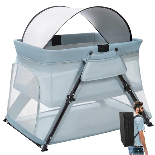 Lilian&Gema 2-in-1 Travel Crib, Portable Crib with Backpack, Ligh...