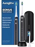 AURAGLOW Sonus Electric Toothbrush, 5 Cleaning Modes, 2 Brush Heads & Travel Case, 40,000 VPM Sonic Toothbrush & Wireless Charging, 30-Day...