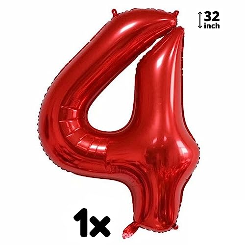 Diwuli Space Balloons Birthday 4 Years Set - Rocket Balloon, Outer Space Balloons, Number 4 Balloon Red, Rocket Ship Party Supplies, Space Ship Party Kids Birthday Boy Girl, 4Th Birthday Decoration #TOP2